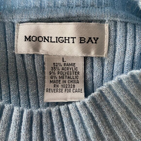 Moonlight Bay women's large light blue stretchy sleeveless sparkle tank sweater - Picture 8 of 9